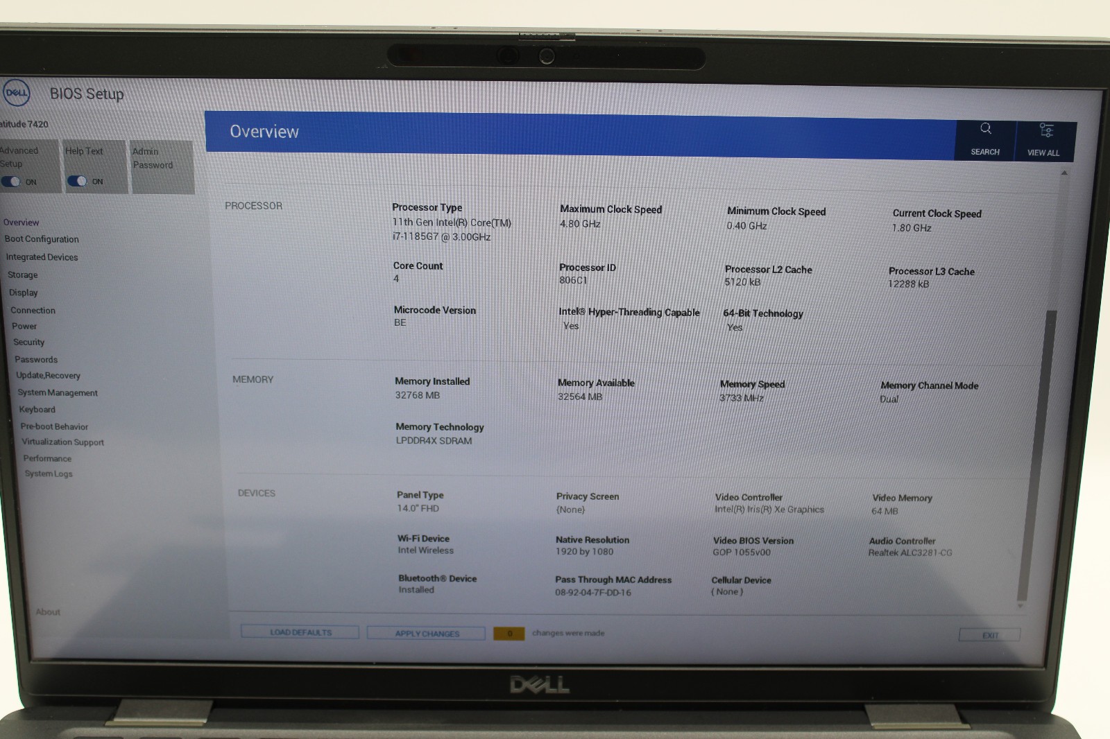 Dell Latitude 7420 Touch i7-1185G7 @ 3 GHz 32GB RAM 256GB SSD W11H