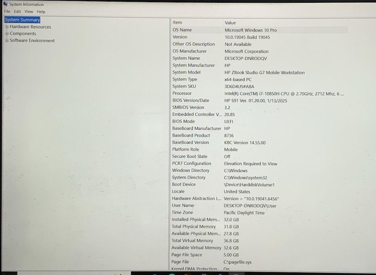 HP ZBook Studio Gen 7 Intel i7-10850H 32GB DDR4 512GB NVMe Quadro T2000 W10P