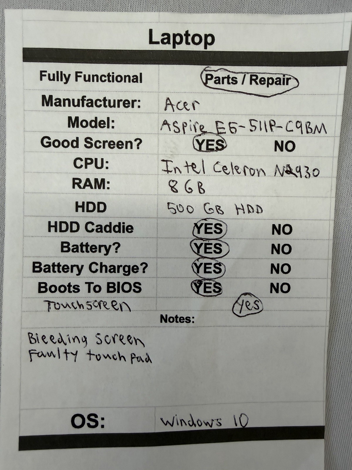 Acer Aspire E5-511P-C9BM Laptop- Intel Celeron N2930 – Read Des