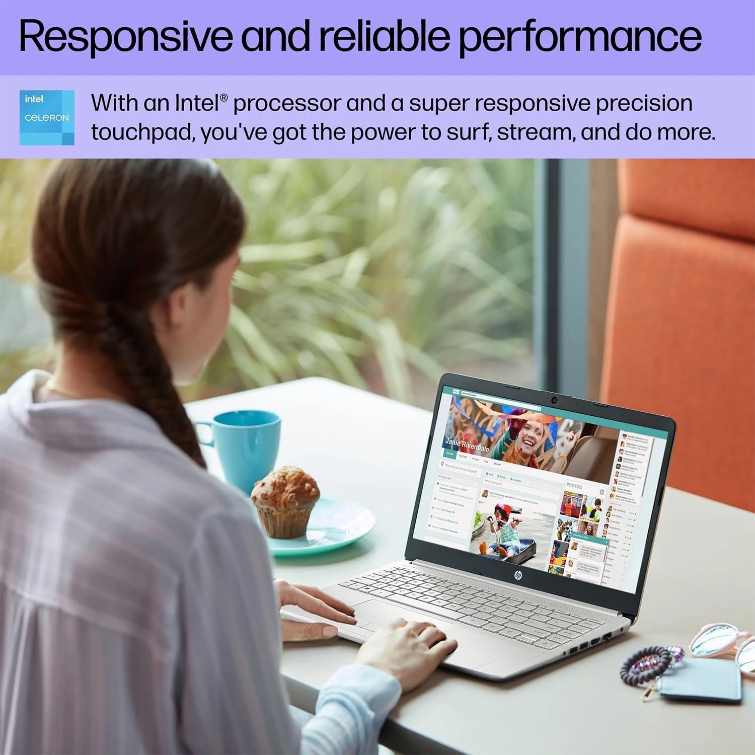 HP 14″ Ultral Light Laptop Intel Quad-Core 8GB RAM 192GB Storage(64GB eMMC+128GB