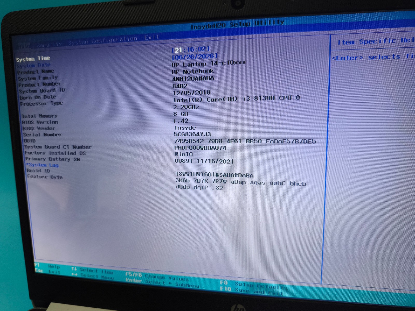 HP LAPTOP 14-CF0xxx CORE i3-8130U 2.20Ghz 8GB RAM 250GB SSD non-Touch #20
