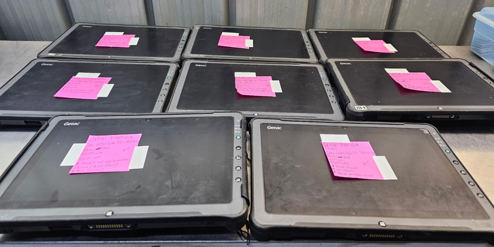 LOT OF 8 GETAC F110 G4 | INTEL CORE i5 7200U | 8GB RAM | FOR PARTS ONLY