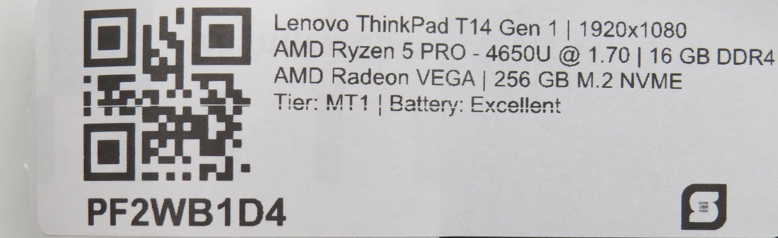Lenovo ThinkPad T14 G1 Ryzen 5 Pro 4650U @ 1.7GHz 16GB DDR4 256GB m2 No OS