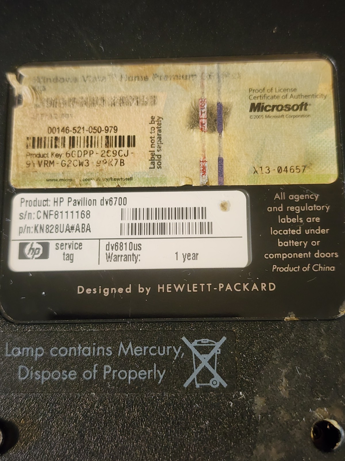 HP Pavilion Entertainment PC Dv6-1355dx Laptop. Untested. As Is For Parts