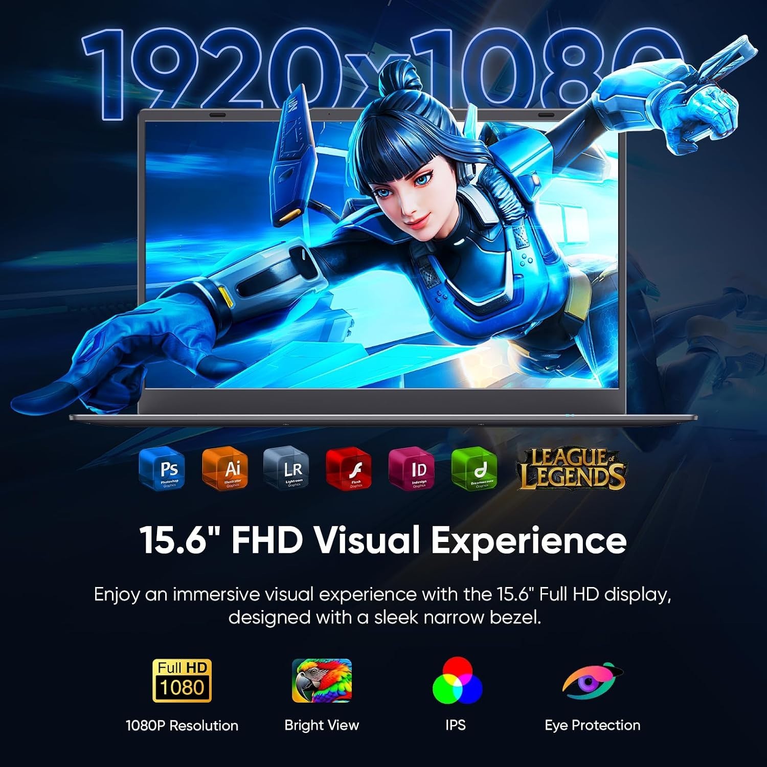 Coolby 15.6inch Laptop, 12GB RAM/256GB SSD, 1920×1080 IPS Display, Intel N95