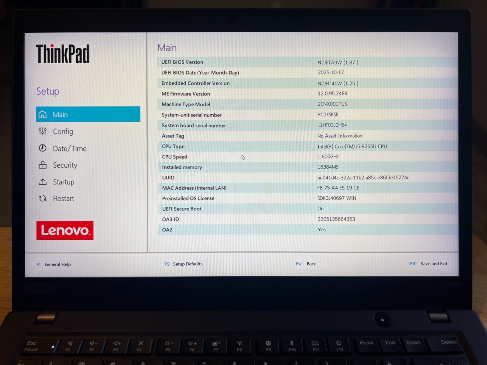 Lenovo ThinkPad T490s | Intel Core i5-8265U | 14″ FHD | Windows 11 | 16GB DDR4