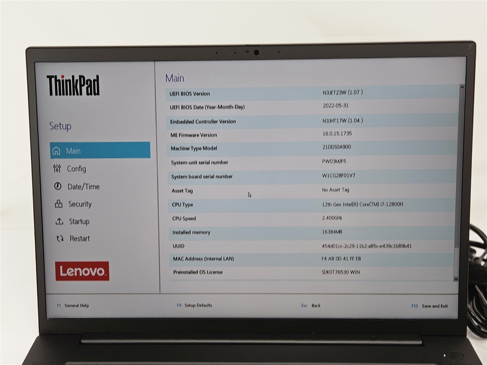 Lenovo ThinkPad P1 Gen 5 Intel Core i7-12800H 16GB 512GB SSD 16″ Iris Xe