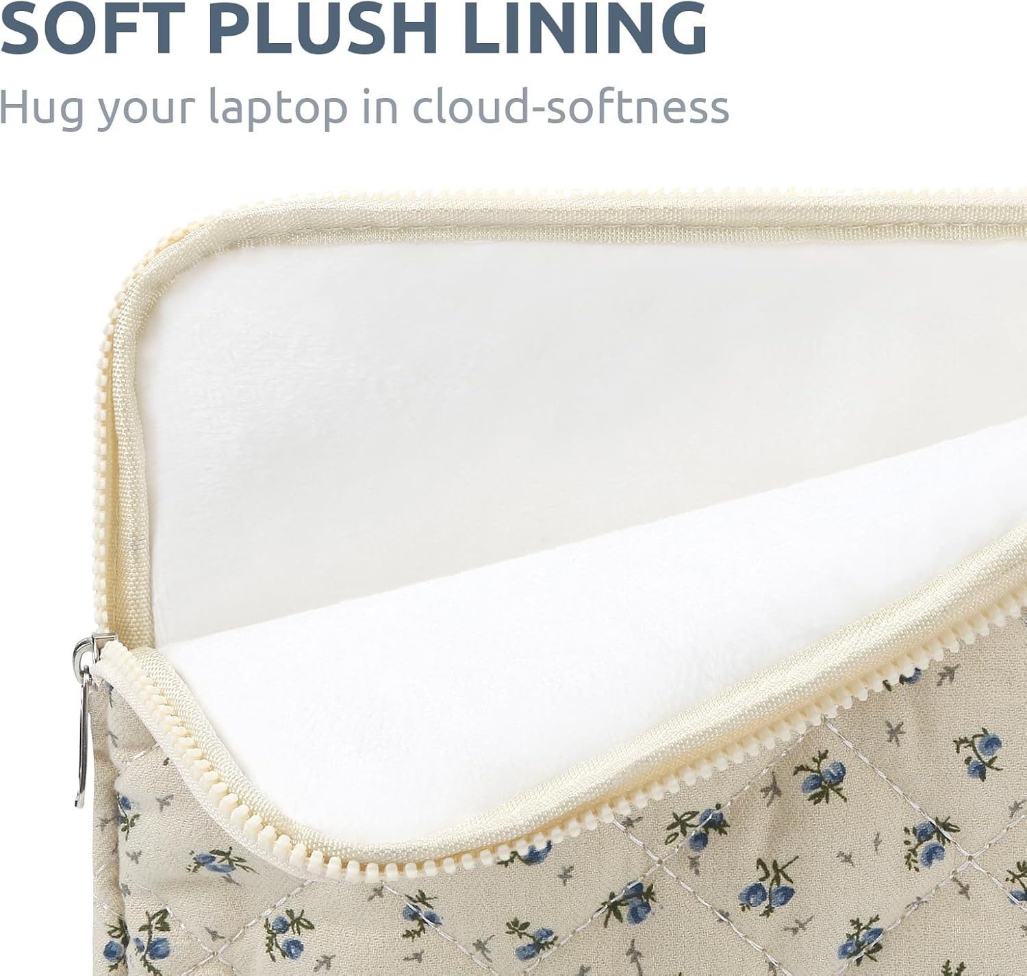 Puffy Laptop Sleeve 13 Inch Cute Quilted Laptop Protective Case Padded Floral