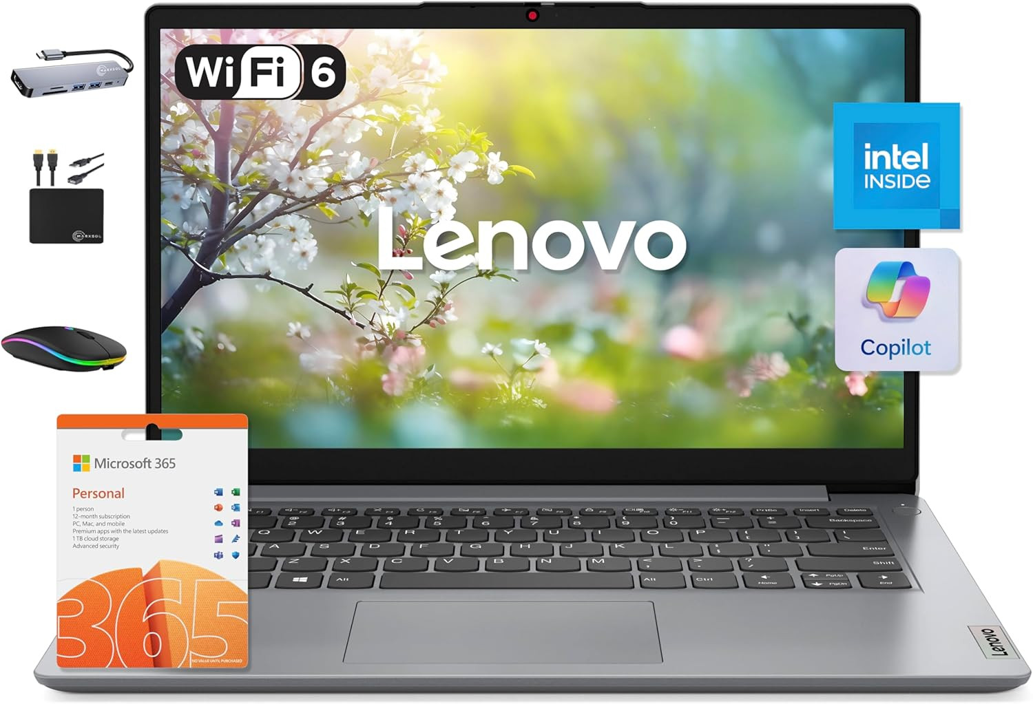 Ideapad 14″ Laptop Computer 2025, 12GB RAM, 884GB Storage (256GB SSD +128GB Emmc