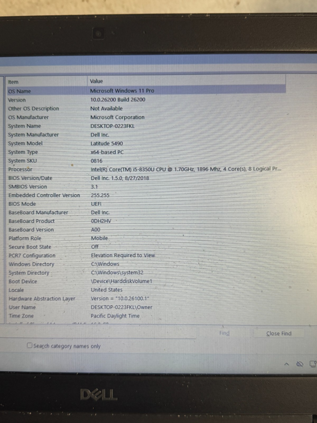 Dell Latitude 5490 Core i5-8350U, 16GB RAM, 256GB SSD, Win11 PRO *READ #5573