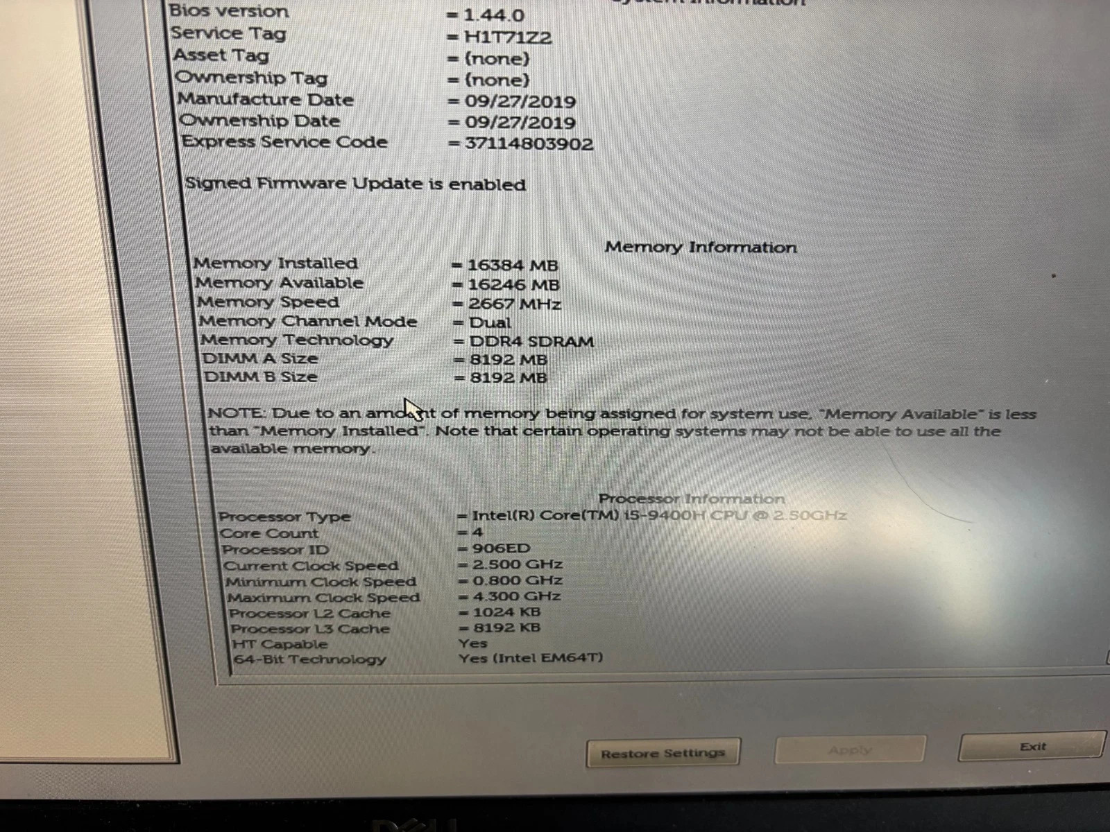 Dell Latitude 5401 14″ FHD Touch screen i5-9400H 16GB RAM 256GB SSD Win 11 PC