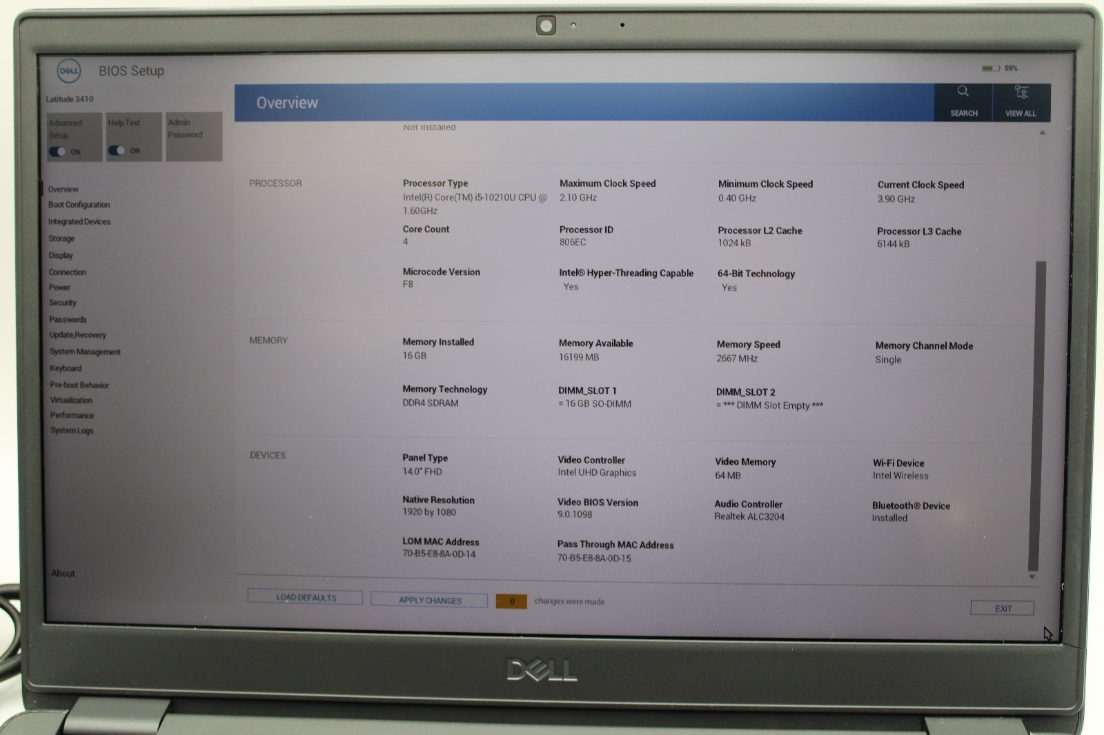 Dell Latitude 3410 _ i5-10210U @ 1.6 _ 16GB RAM _ 512GB SSD _ W11P