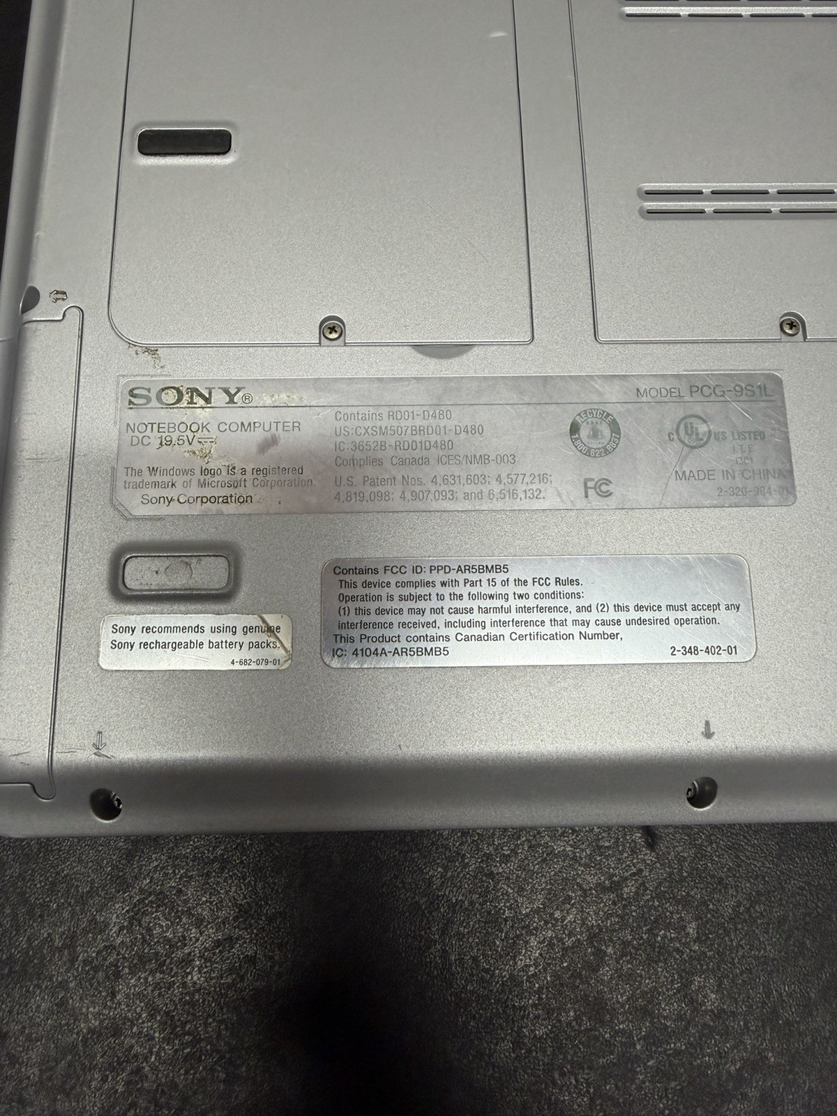 Sony VAIO 15.4” Laptop Intel Pentium 4 3.06GHz 512MB RAM PCG-K33/PCG-9S1L READ