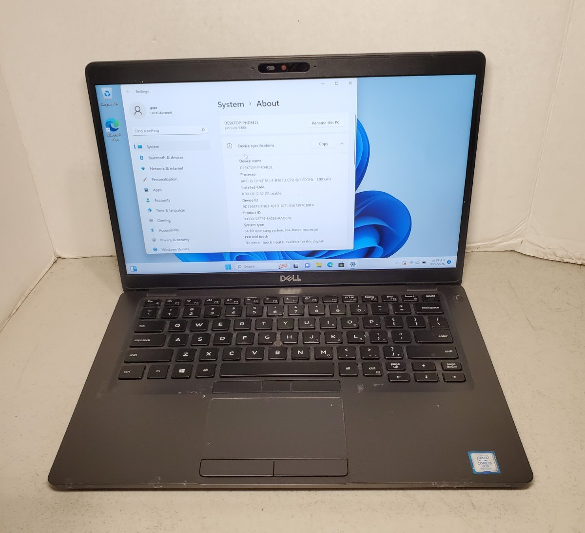 Dell Latitude 5400 14″ Laptop i5-8365U 1.6GHz 8GB RAM 128GB SSD Win11 #69
