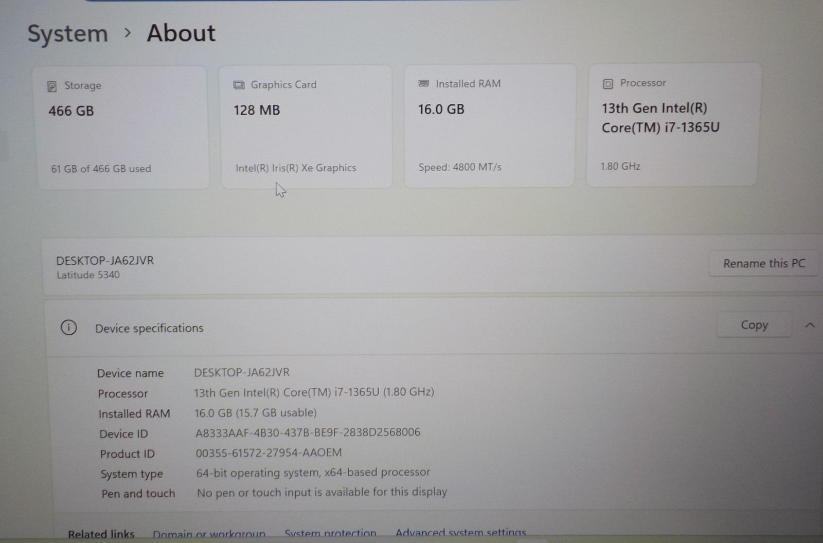 Dell Latitude 5340 i7-1365U Laptop 13″ 16GB RAM 500GB M.2 SSD Backlit KB