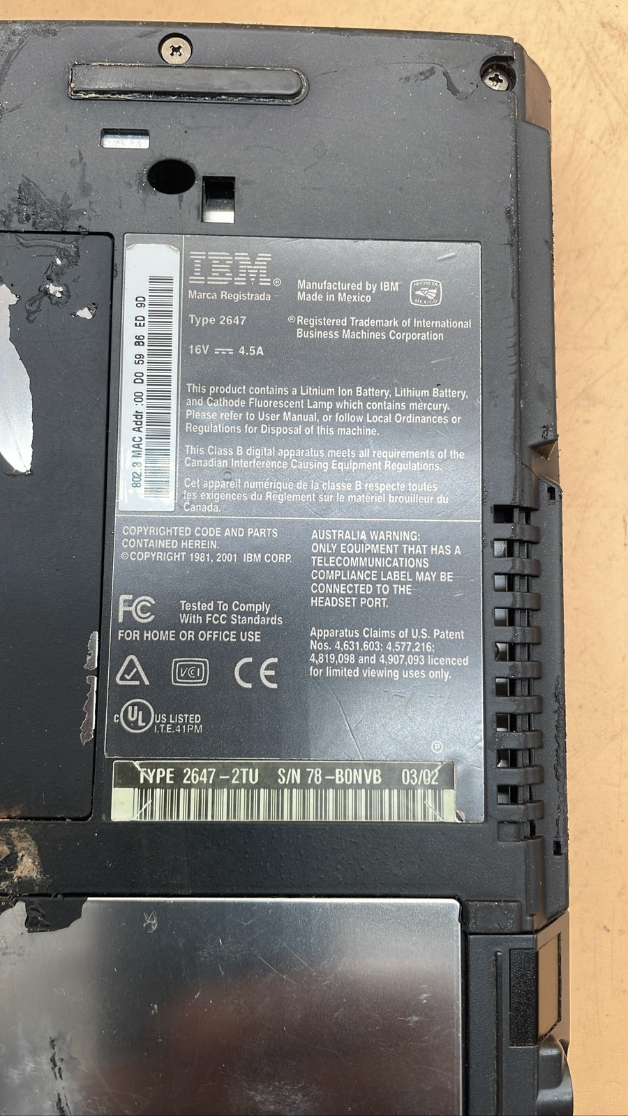Lenovo ThinkPad T420 Type 4236 Dell Inspiron 700m & IBM Type 2647 No HDD Unit