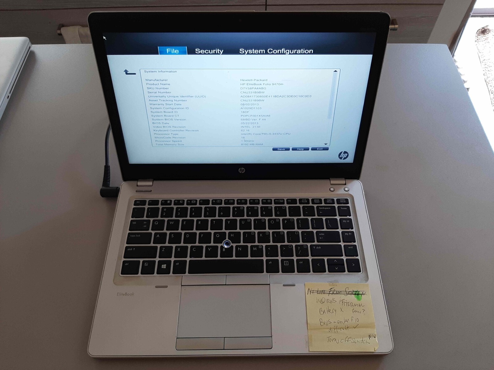 HP ELITEBOOK FOLIO 9470m i5-3437U 1.9GHz 8GB RAM ULTRABOOK unit 2 OF 4