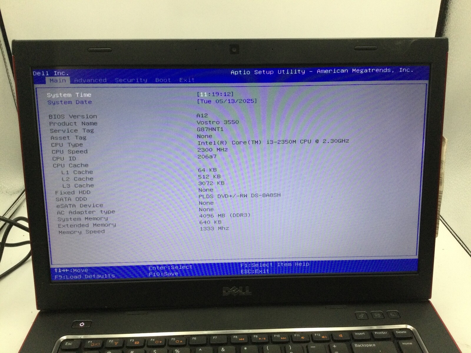 DELL VOSTRO 3550 – BOOTS TO BIOS – INTEL I3 2350M – 4GB RAM – 15″ – READ DESC-BB