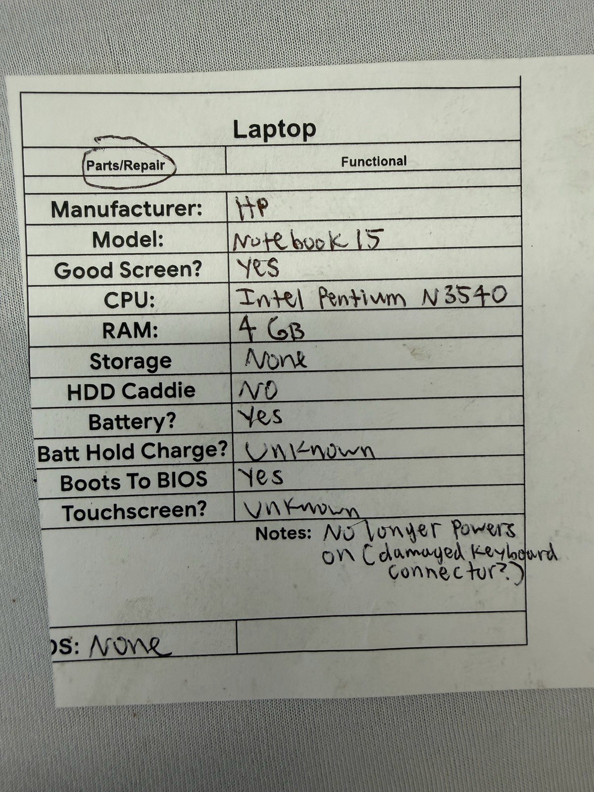 HP Notebook 15 – Laptop – Good Screen – Intel Pentium N3540 – Read Desc