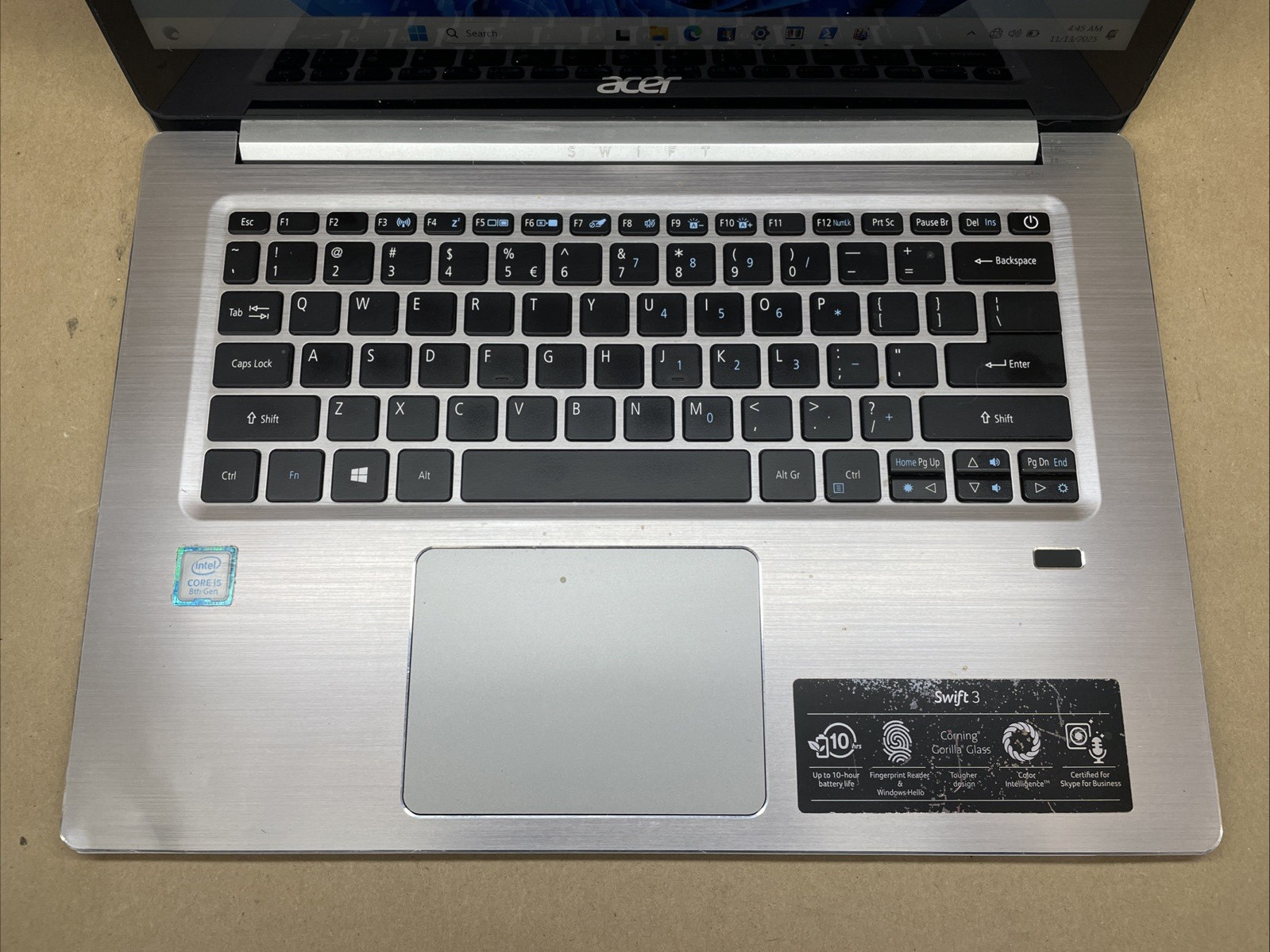 Acer Swift 3 SF314-52 Intel core i5-8250U@1.60 8GB RAM 256GB SSD W11P