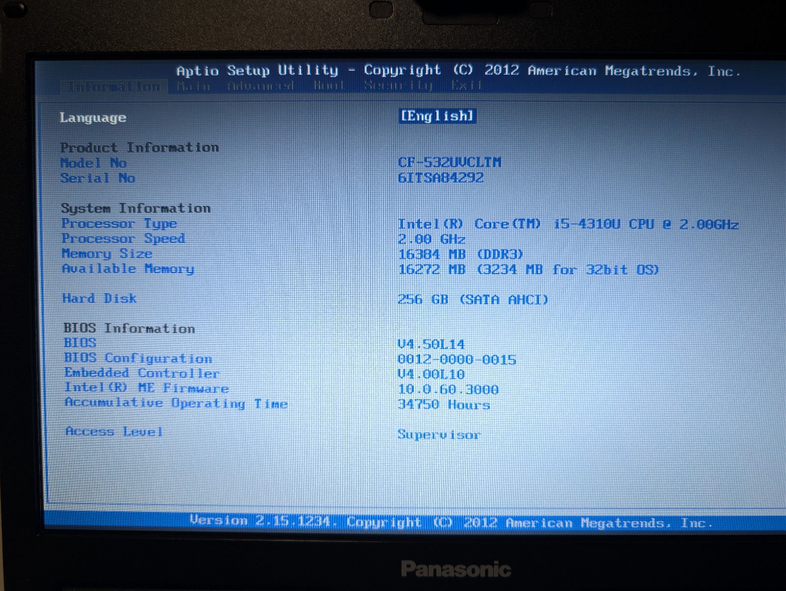 PANASONIC TOUGHBOOK CF 53 | i5-4310U 16GB RAM 256GB SSD | HD Backlit DVD Stylus