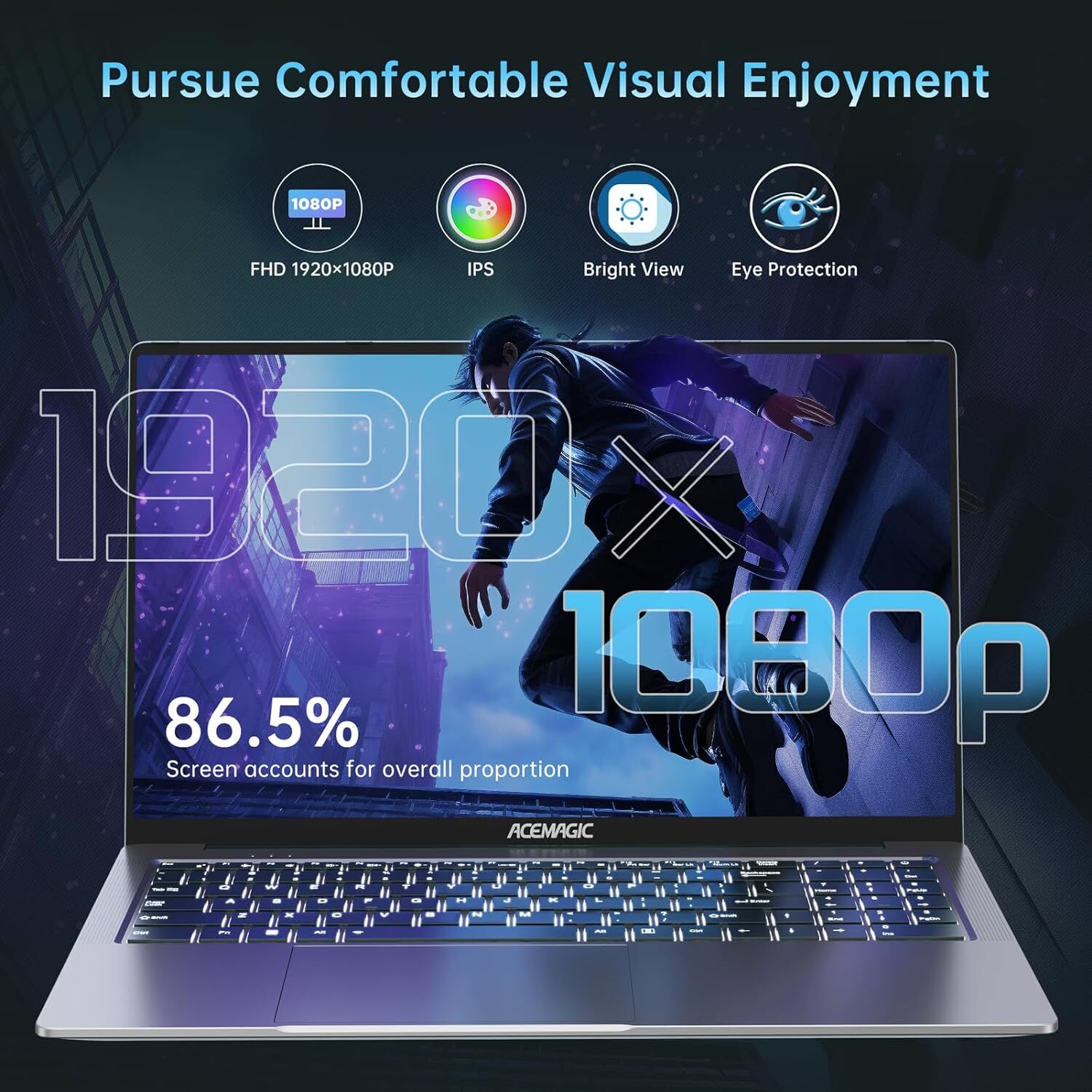 ACEMAGIC 16.1″ FHD Laptop AMD Ryzen 7 5700U 16GB DDR4 512GB SSD Notebook WiFi6