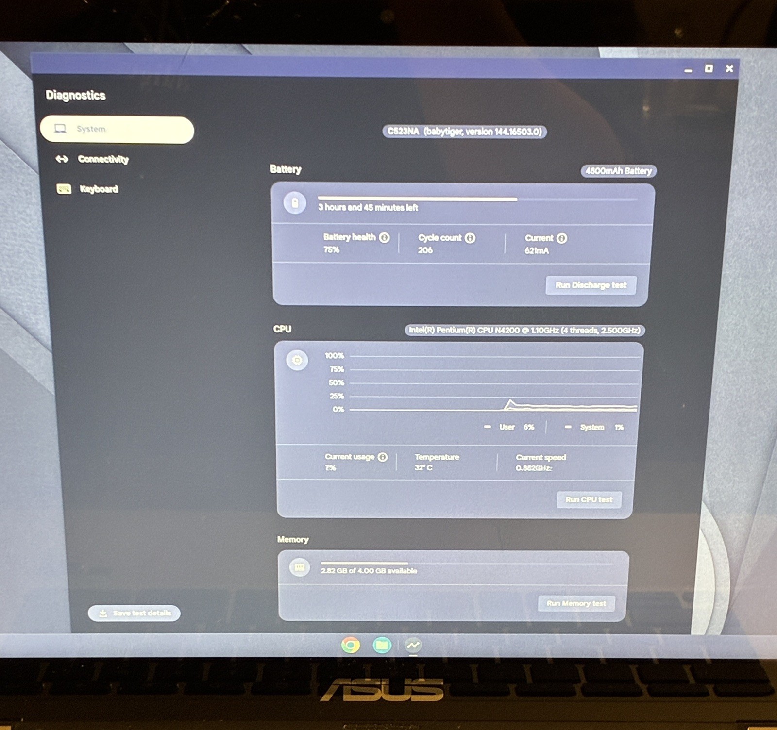 ASUS Chromebook C523NA-IH24T 15.6″ Intel Pentium N4200 4GB RAM 64GB eMMC *READ*