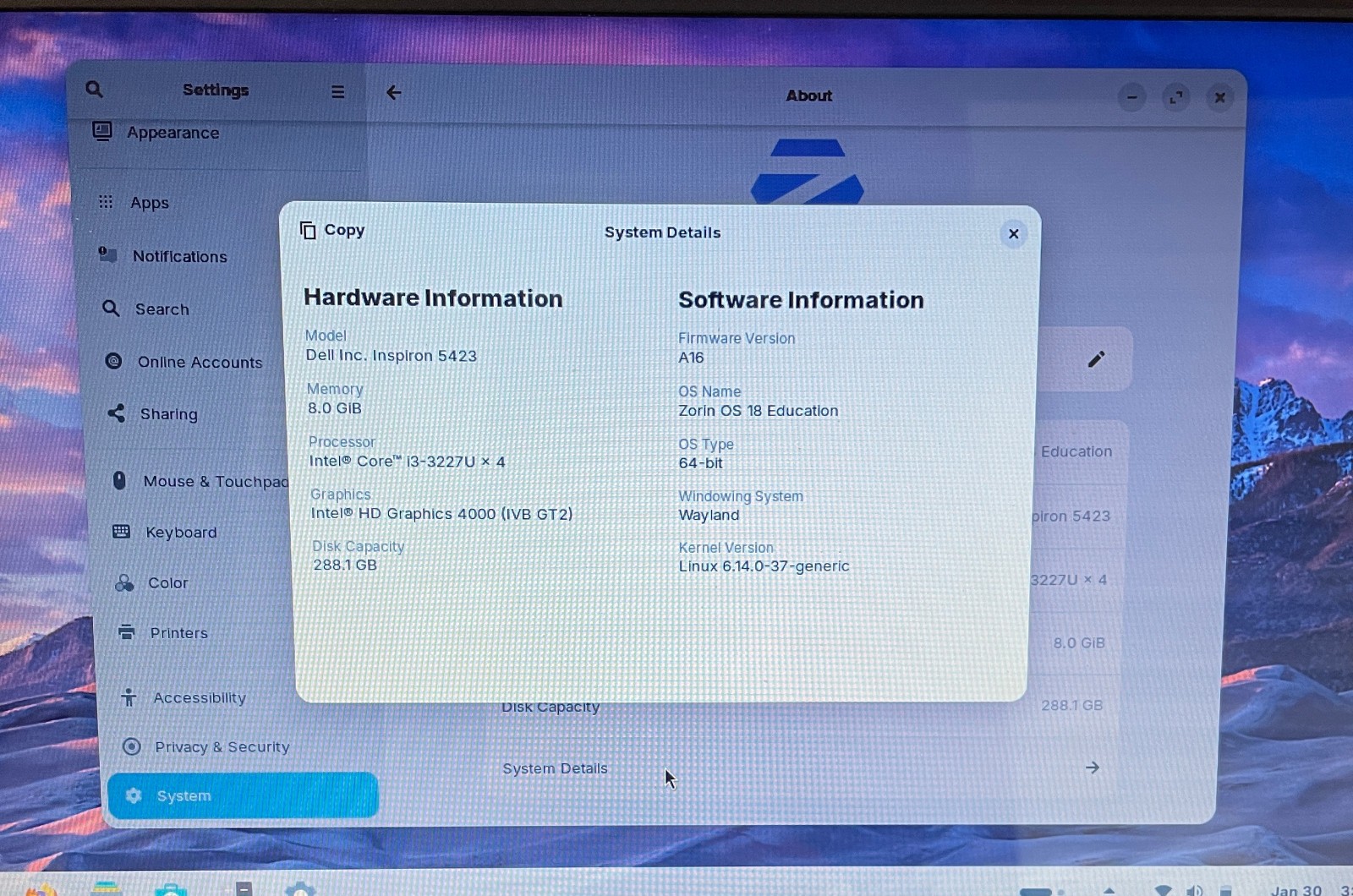 DELL INSPIRON 14Z-5423 Laptop 14z-5423 14″ i3 Linux Zorin 18 Education/extras-17