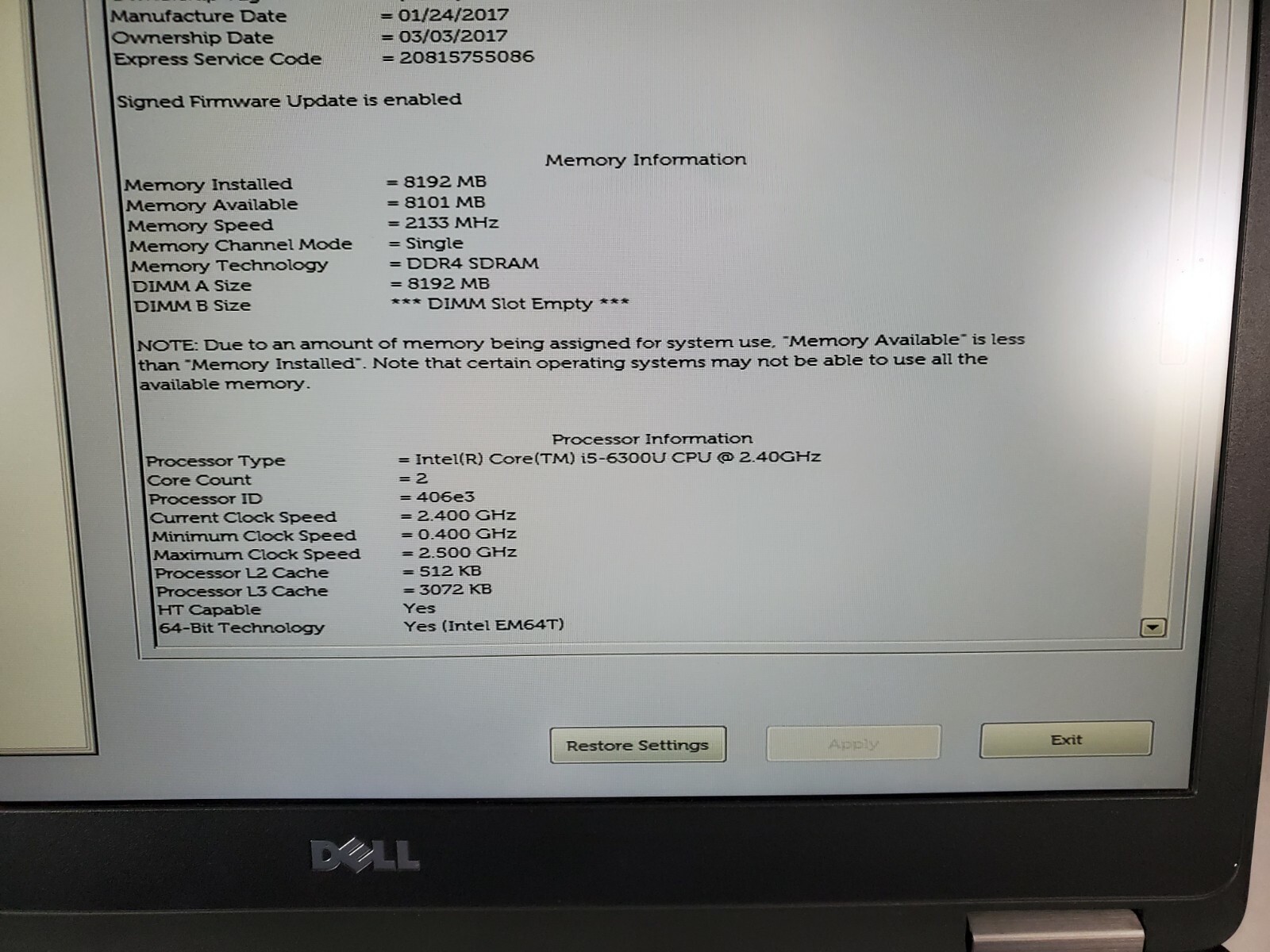 Dell Latitude E5470 14″ Intel Core i5 6th Gen 8GB 2.4Ghz 500GB Webcam 1080p HD