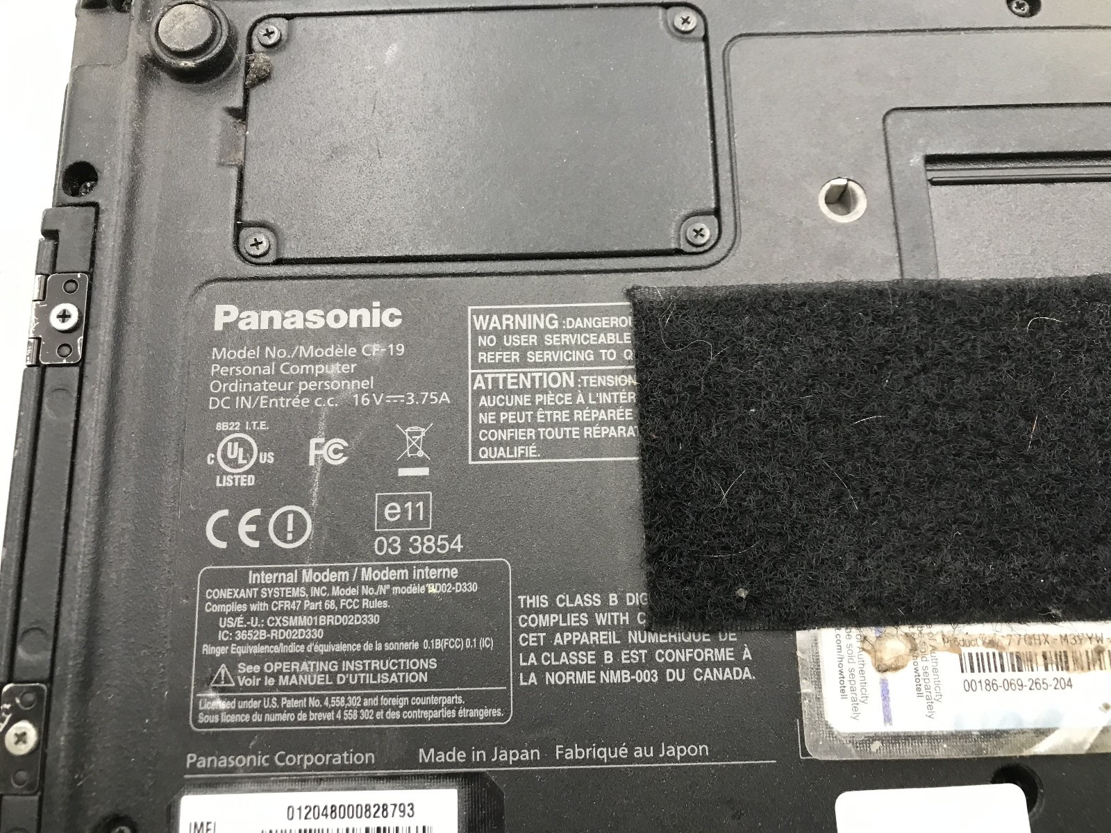 PANASONIC TOUGHBOOK CF-19 – FOR PARTS – INTEL I5 3RD GEN – NO RAM -READ DESC- BB