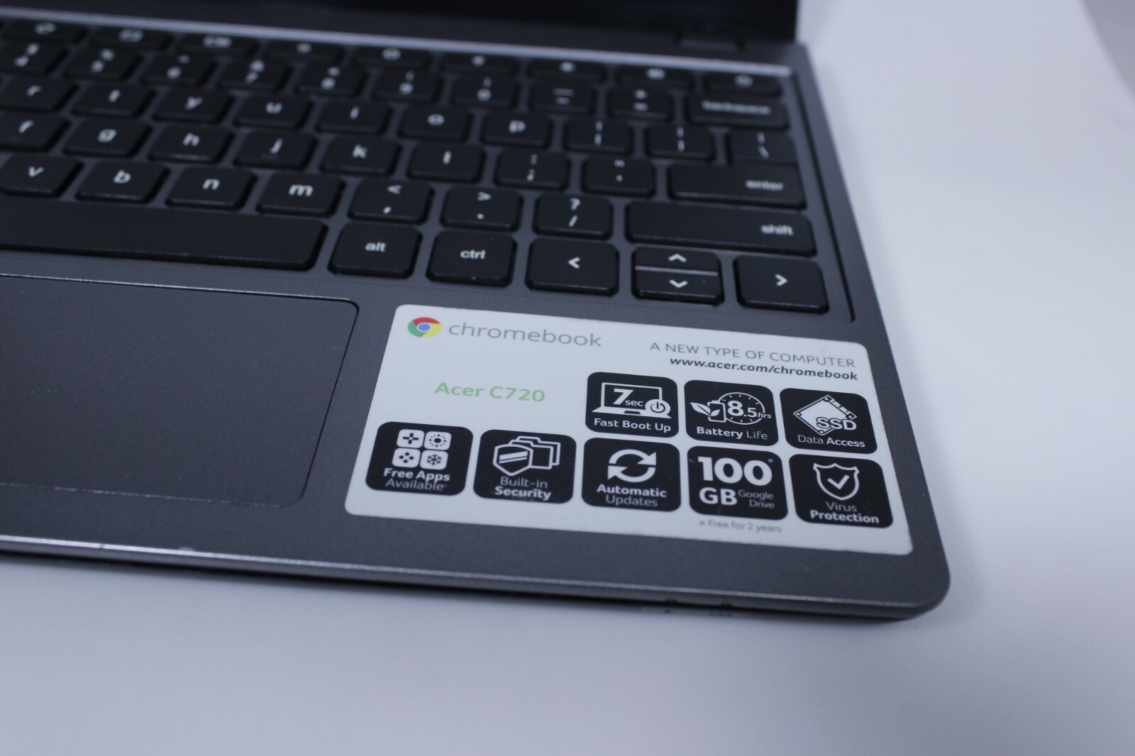 GENUINE ACER CHROMEBOOK C720 11.6INCH ZHN 34054 GO 1aii GOOGLE (MISSING OS)