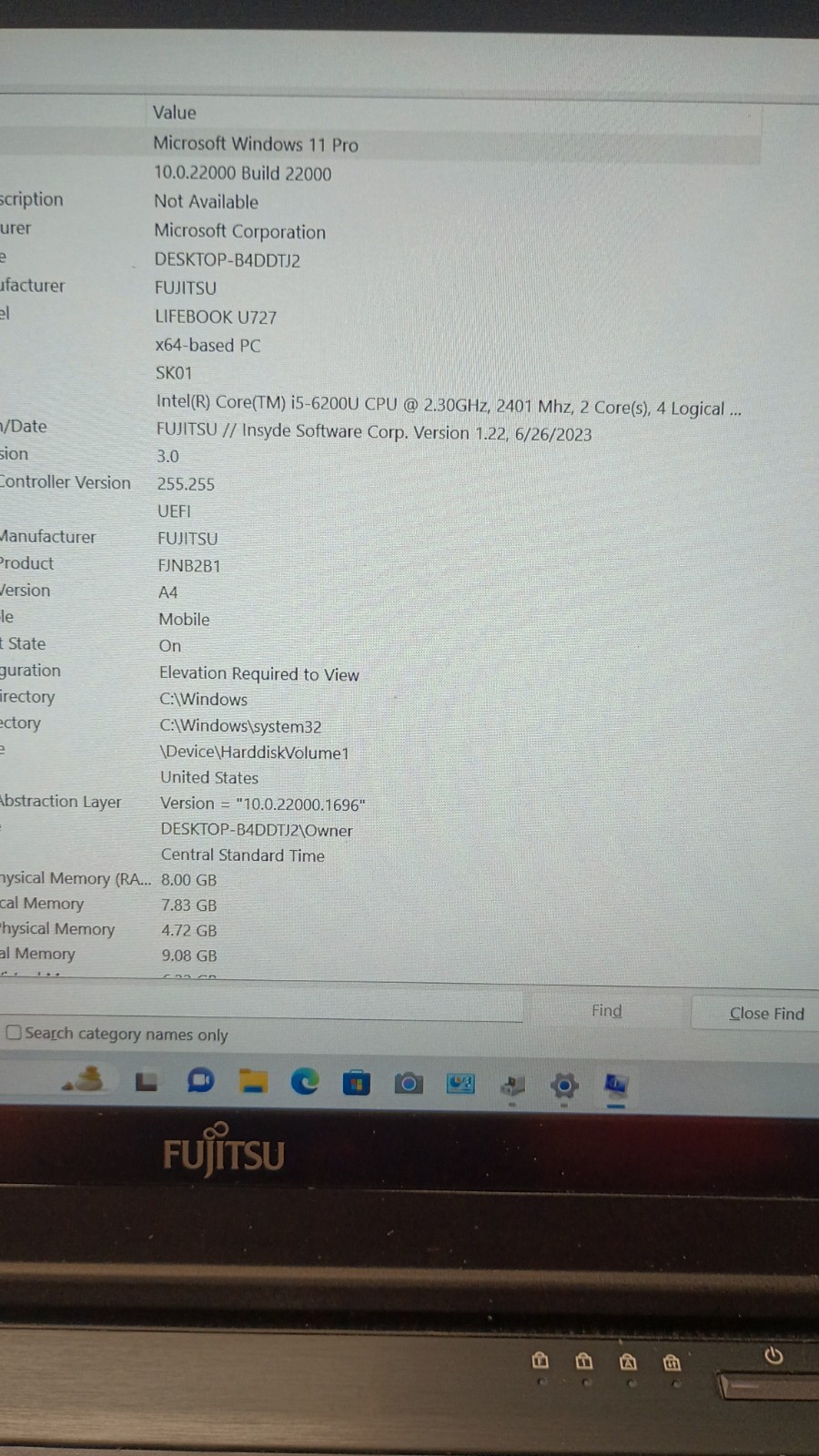 171 LifeBook U727w/Charger!i5-6200U.8GB.128GB M.2.12.5″FHD Touch.W11.Slim&Nice!