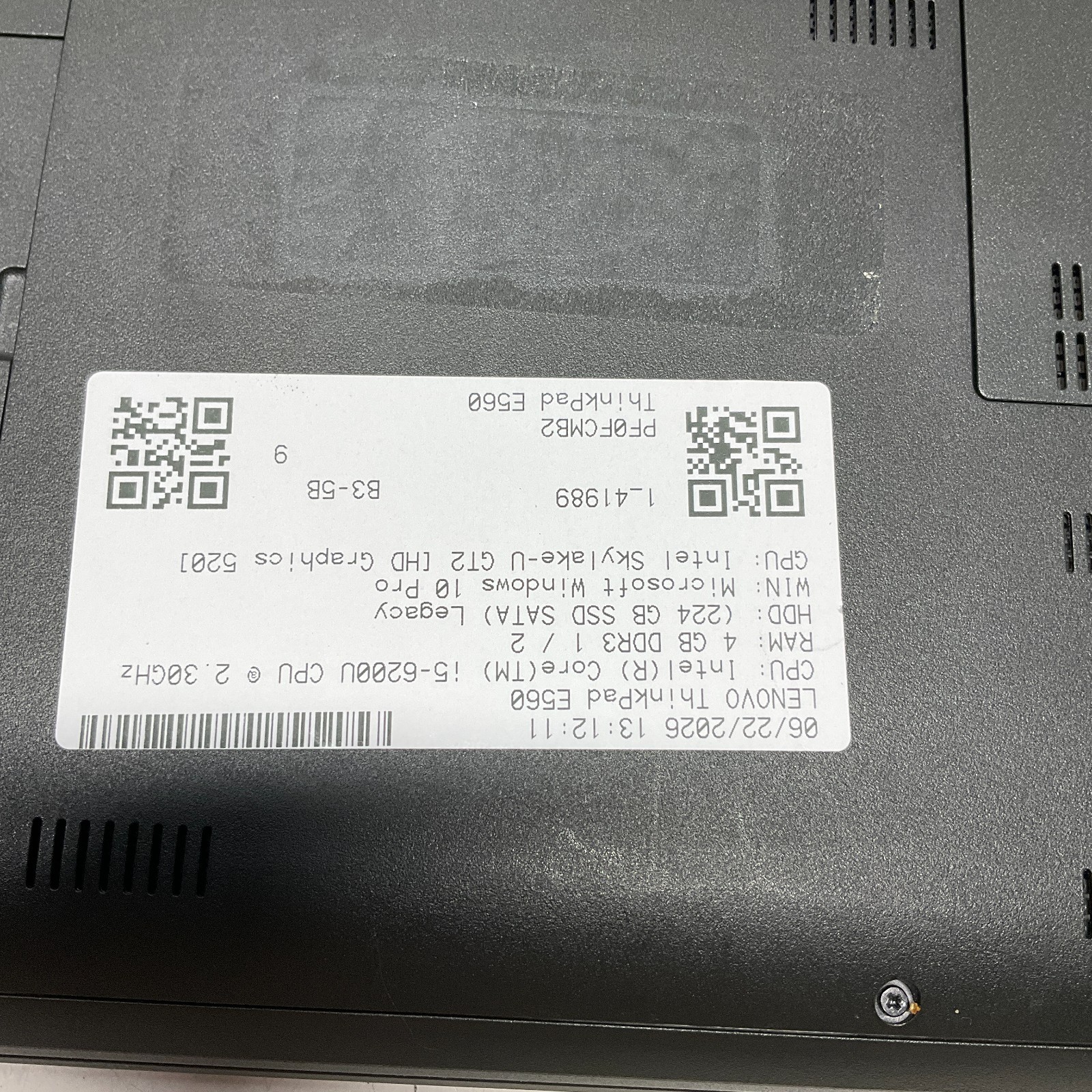 Lenovo ThinkPad E560 Intel Core i5-6200U 2.3GHz 4GB 250GB SSD Windows 10 READ