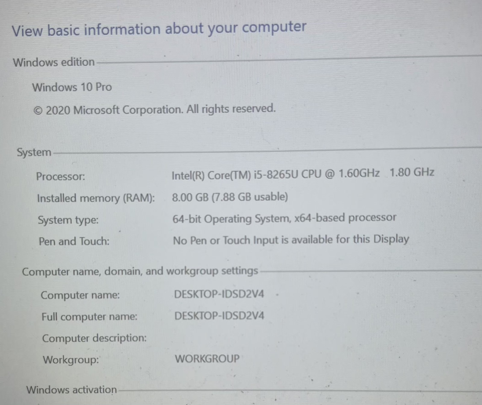 Dell Latitude 3400 14″ 2019 i5 8265U 1.6GHz 256GB SSD 8GB Win 10 laptop