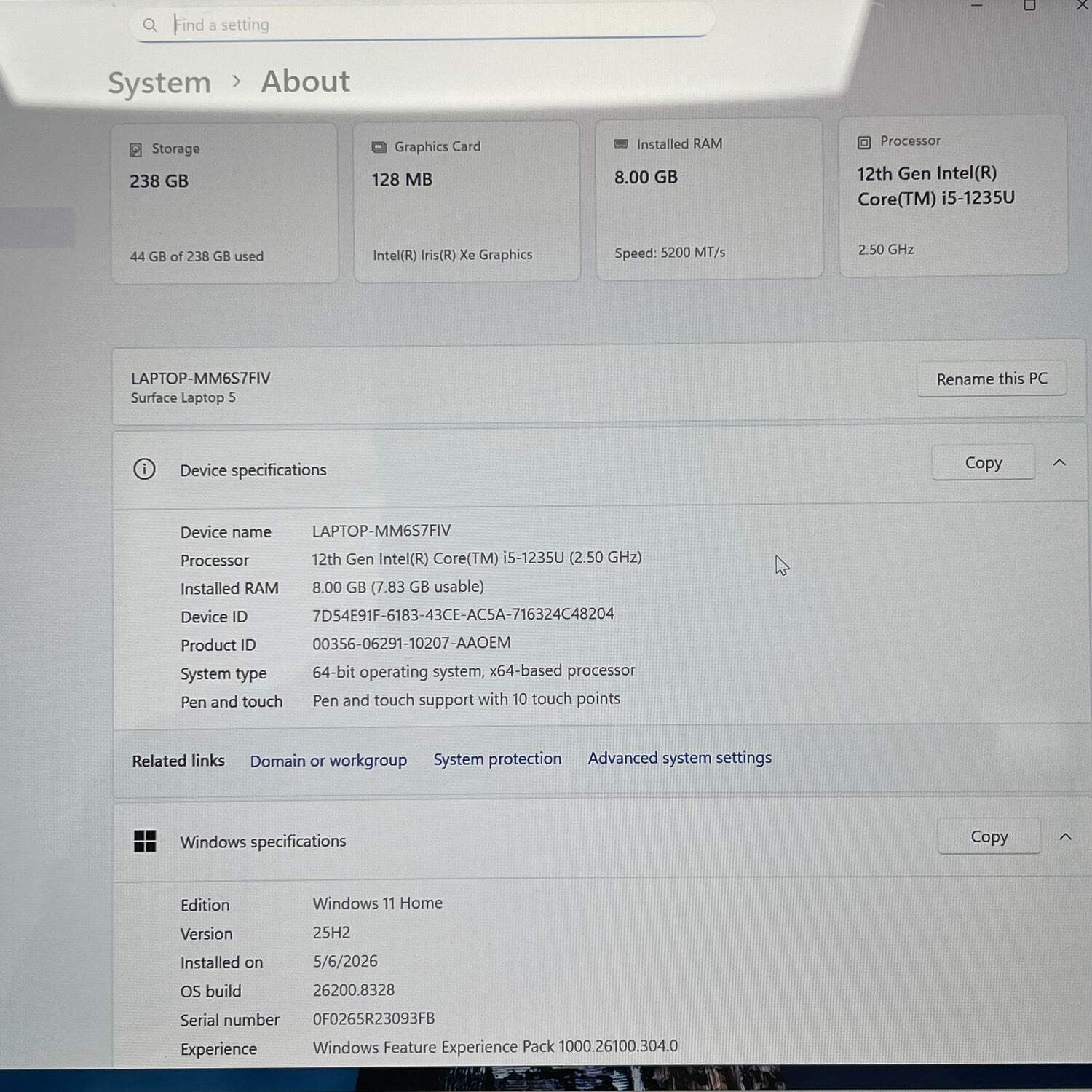 Microsoft Surface Laptop 4 1950 13.5″ i5-1135G7 2.4GHz 512GB SSD