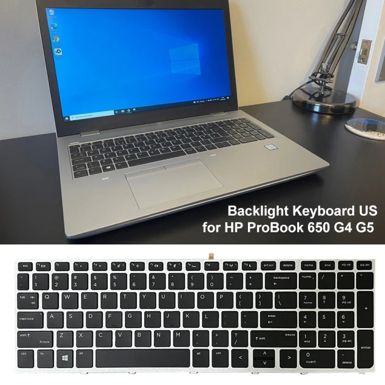 Silver Frame US Version Laptop Backlight Keyboard, For HP ProBook 650 G4