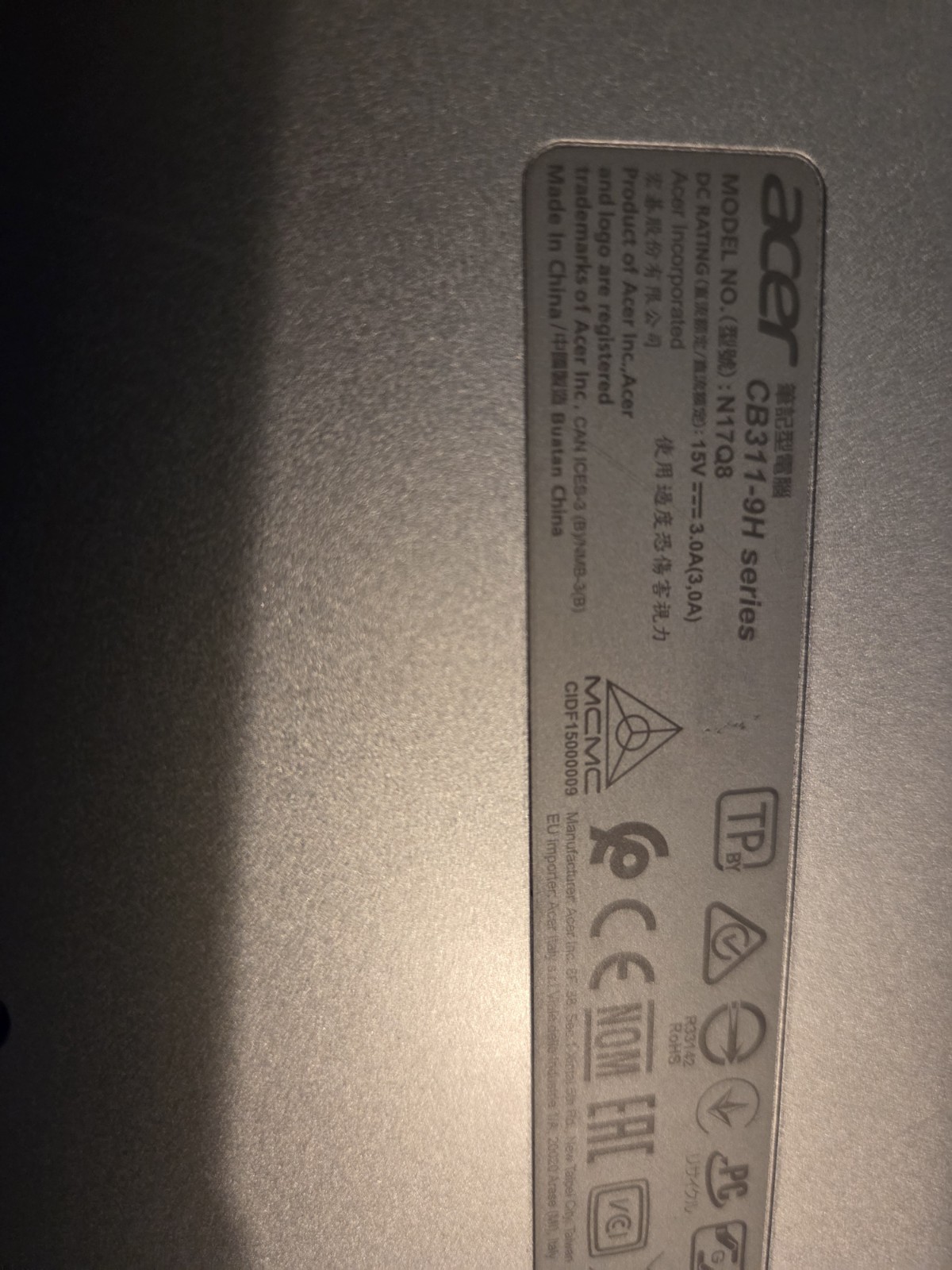 Acer Chromebook 311 CB311-9H (11.6″) Celeron N4020, 8GB RAM, 4gb W/Charger
