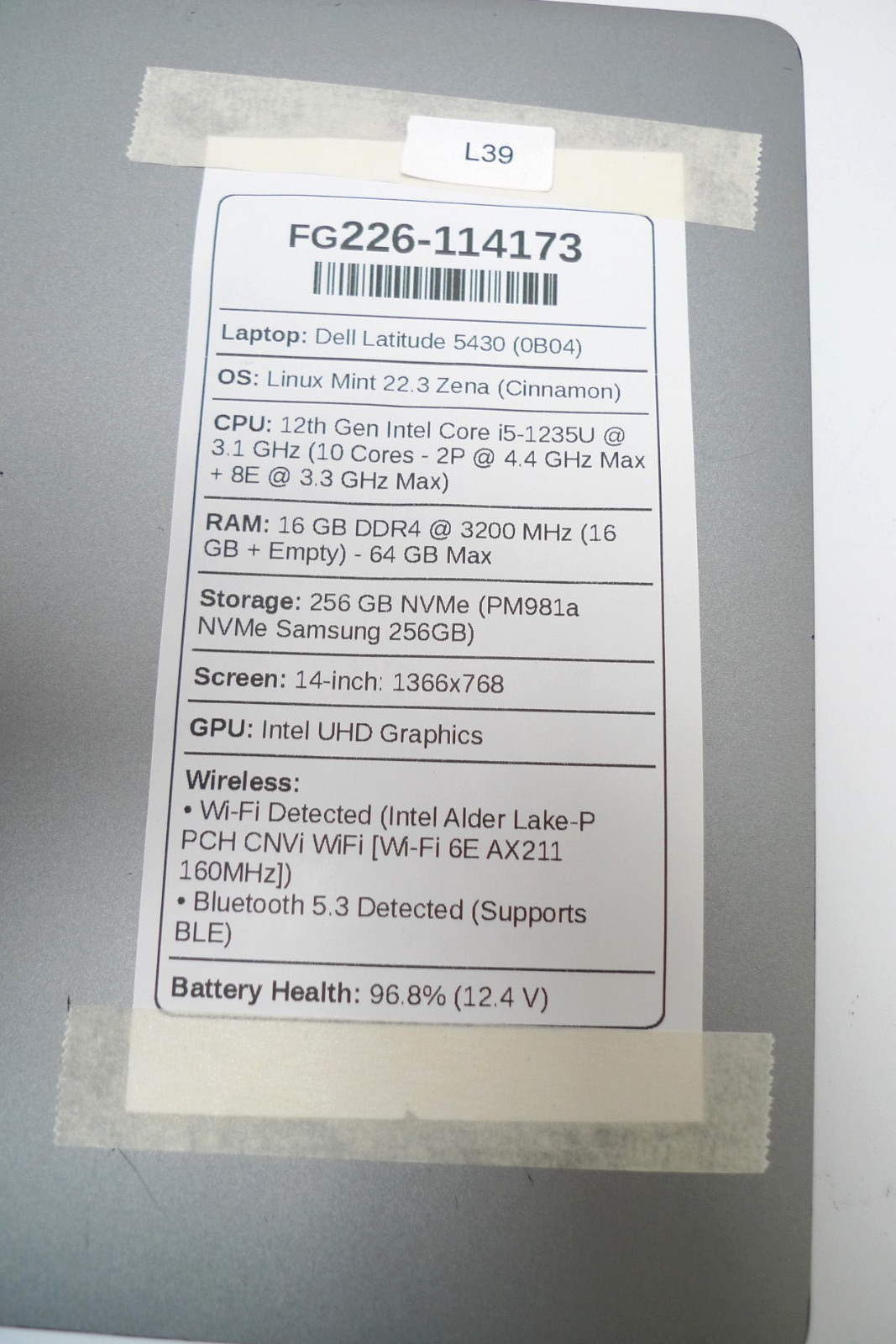 Dell Latitude 5430 | i5-1235U | 16GB RAM | 256GB NVMe | Linux | Charger | Read