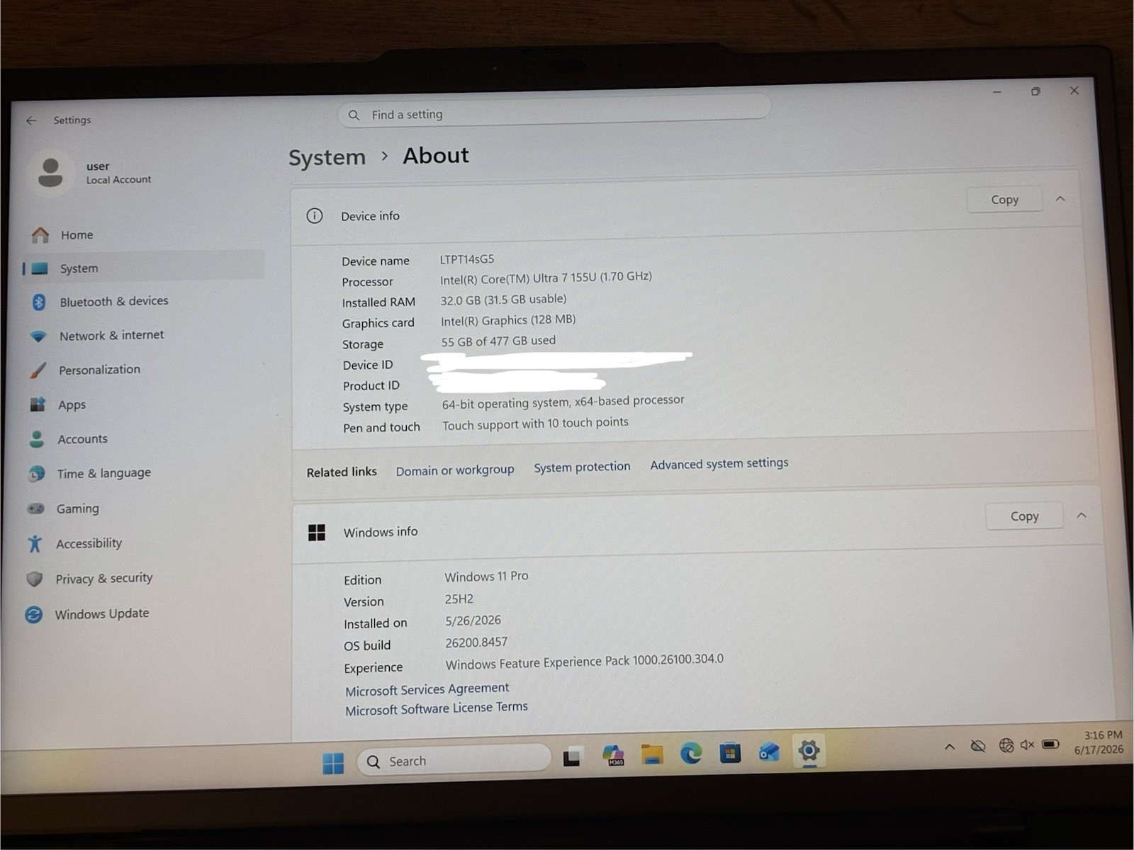 Lenovo ThinkPad T14s Gen 5 14″ Touchscreen Core Ultra 7 155U 32GB 512GB Warranty