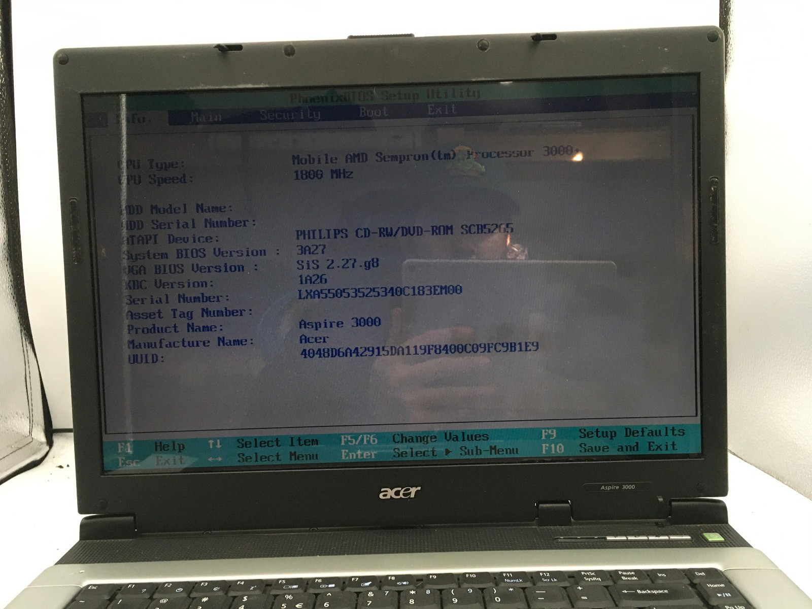 ACER ASPIRE 3000 ZL5 – BOOTS TO BIOS – AMD SEMPRON 3000 – 4GB RAM – READ DESC-BB