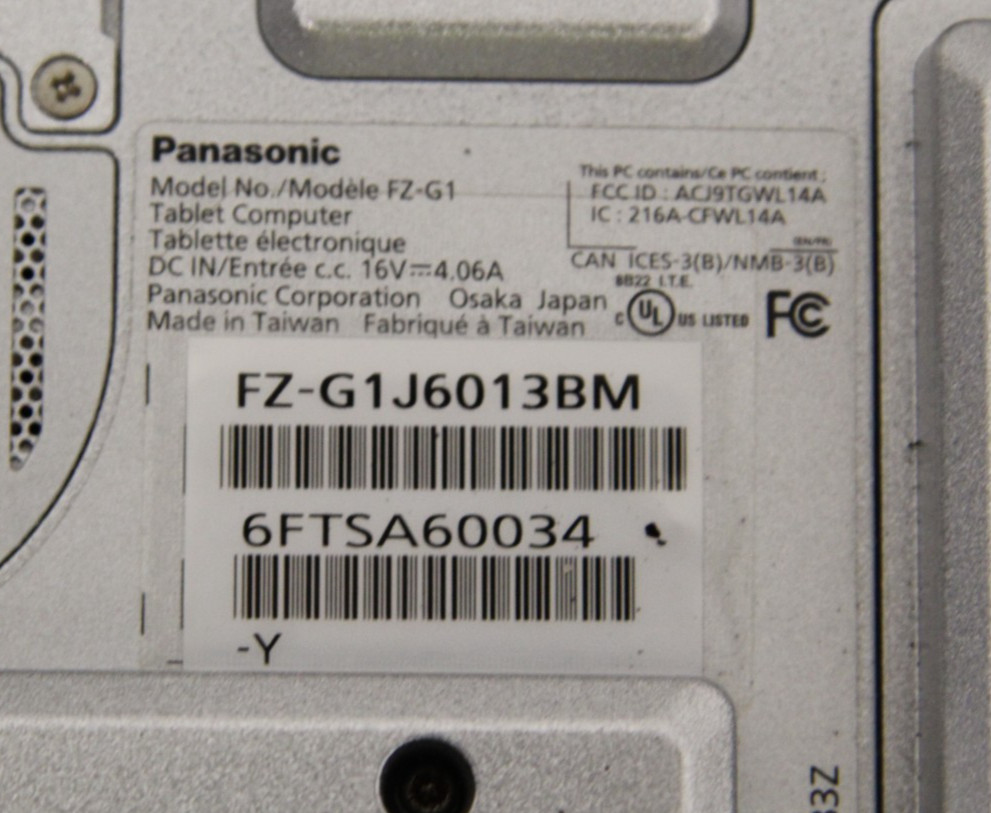 Panasonic Toughpad FZ-G1 Intel Core i5-5300U 2.30GHz 8GB Ram No HDD No Charger