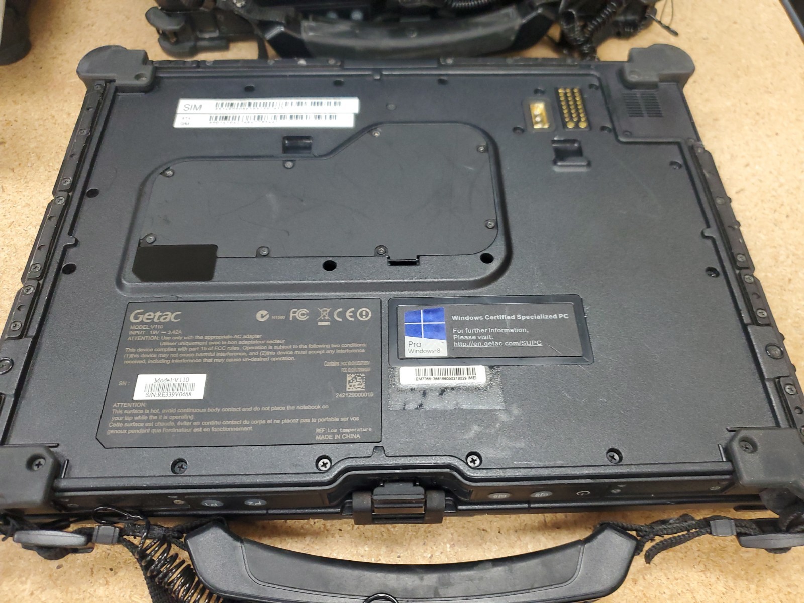 GETAC V110 Laptop Tablet Touch Screen i5-4300U 1.90GHz 8gB No HDD 9990hrs