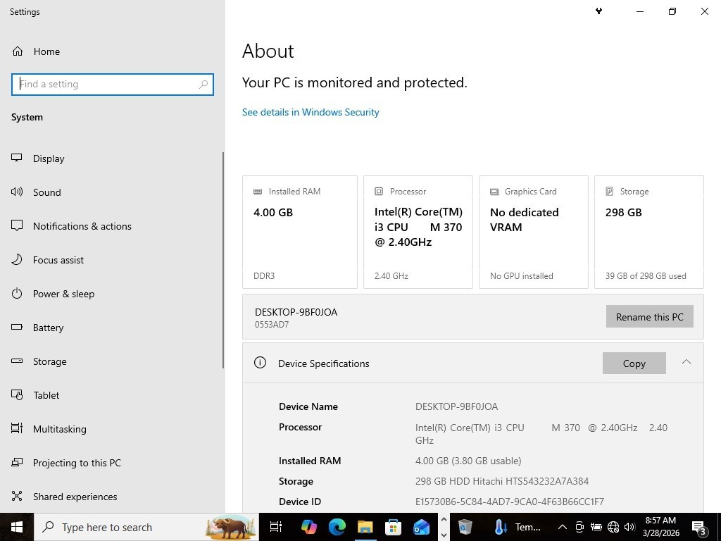 Used Lenovo T412 Thinkpad, Windows 10 Pro 64-bit