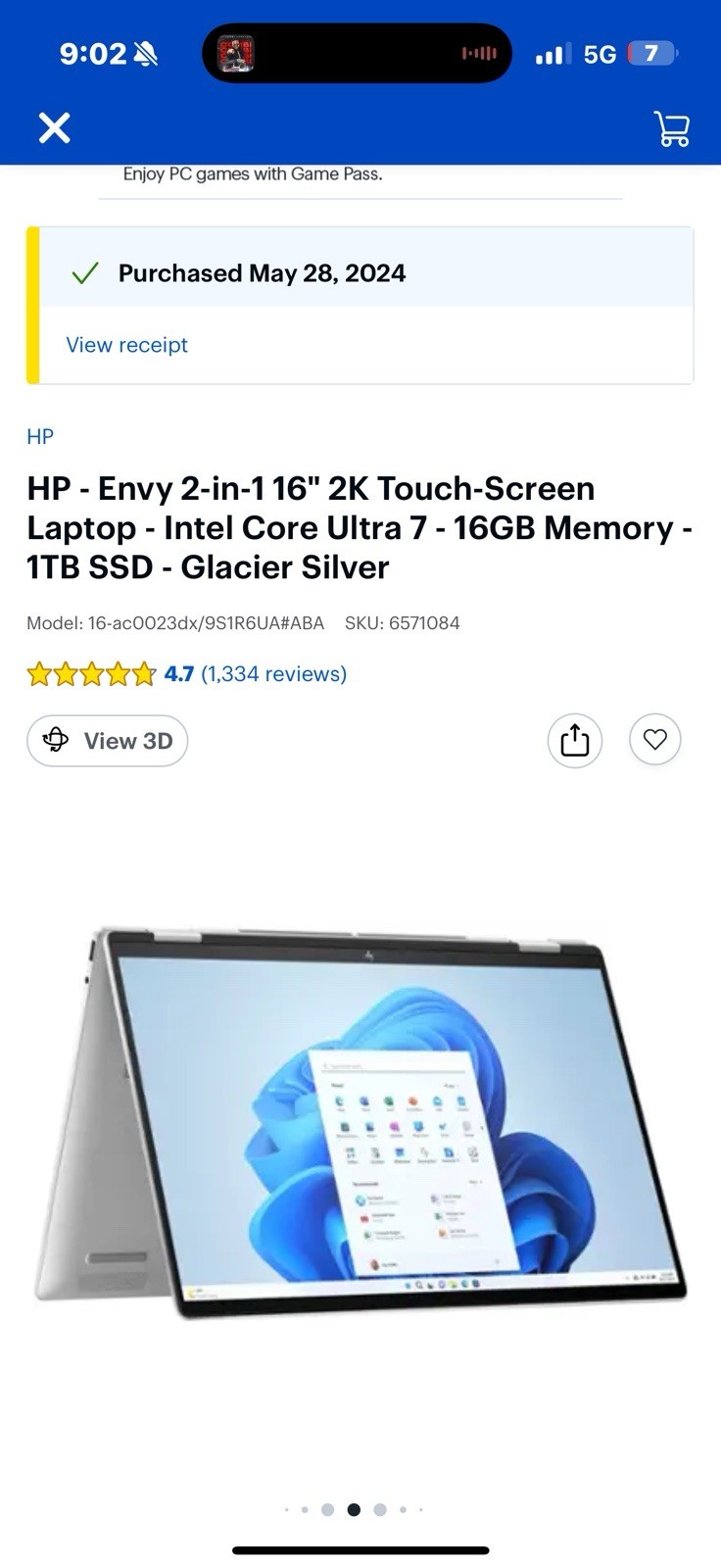 HP Envy 2-in-1 16″ 2K Touch-Screen Laptop Intel Core Ultra 5, 16GB RAM