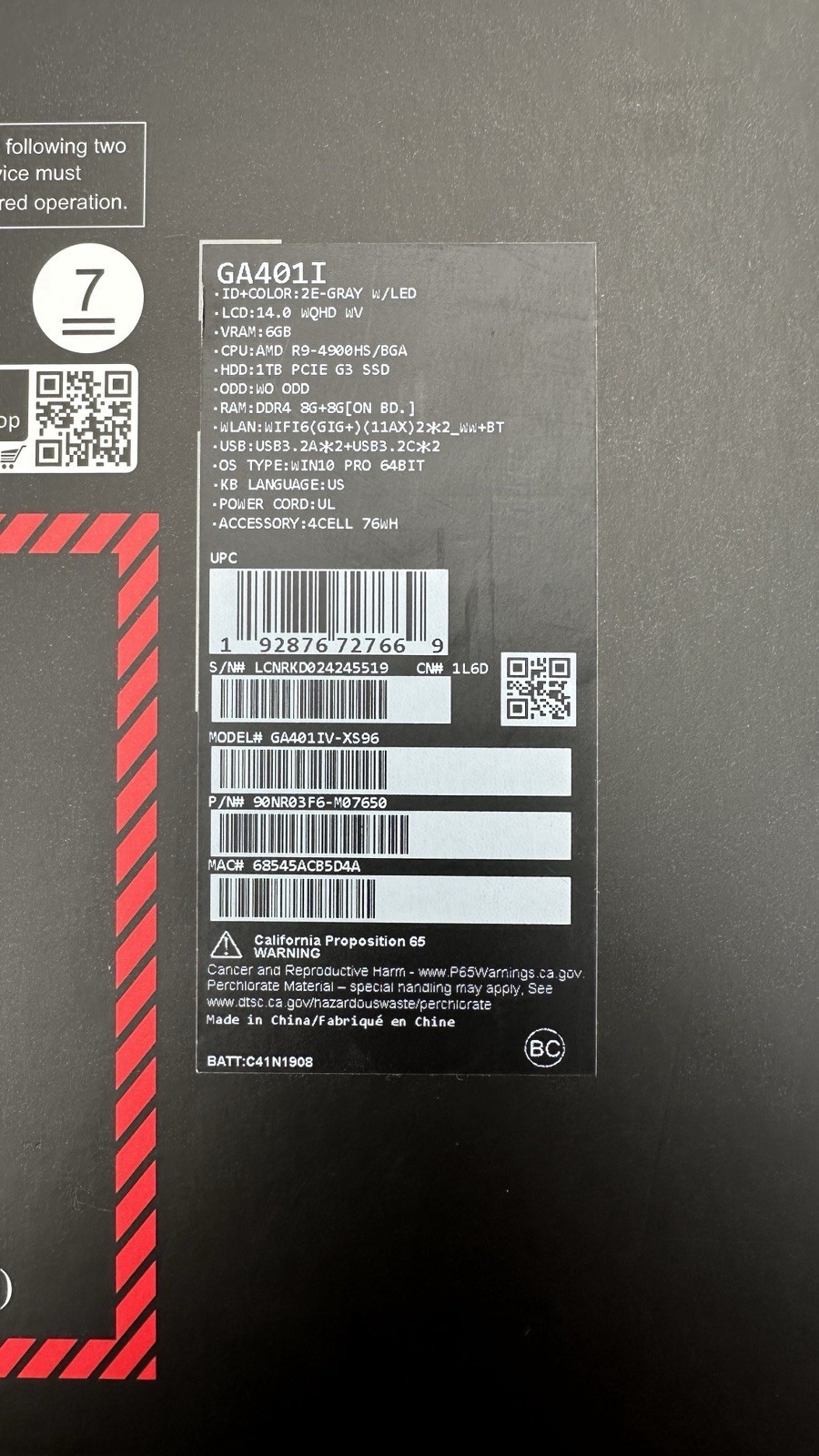 ASUS ROG Zephyrus G14 AniME Matrix GA401IV-XS96 Ryzen 9 16GB 1TB SSD RTX 2060