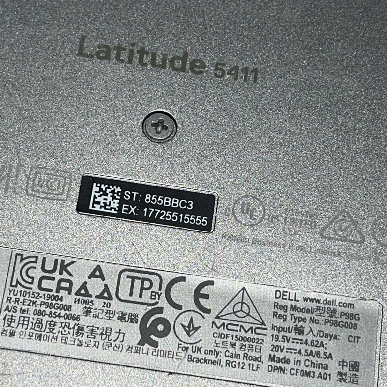 DELL LATITUDE 5411 INTEL CORE I5-10400H 2.60GHZ 8GB RAM NO HD