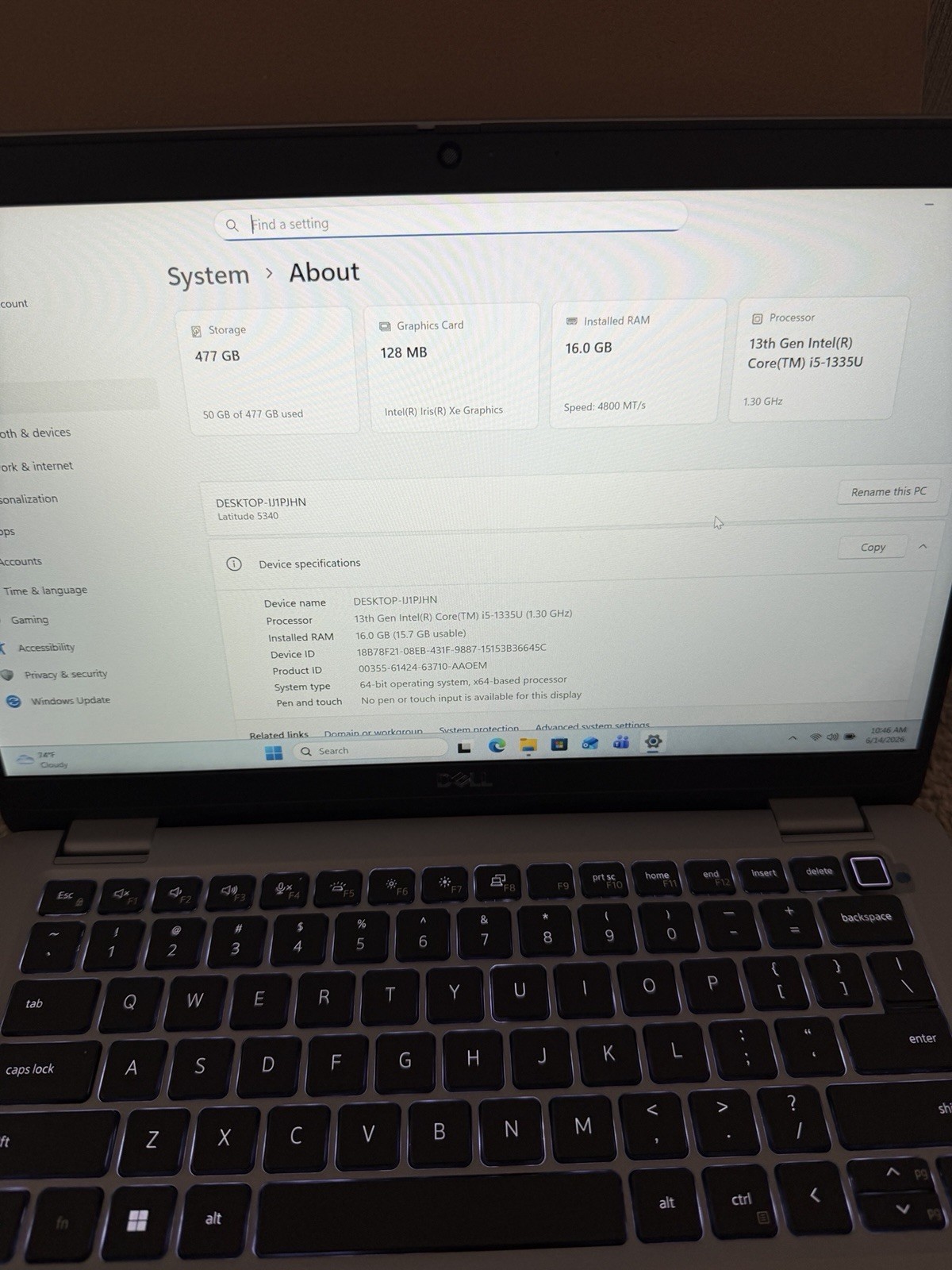 DELL LATITUDE 5340 CORE i5 13TH GEN 16GB RAM 512GB SSD