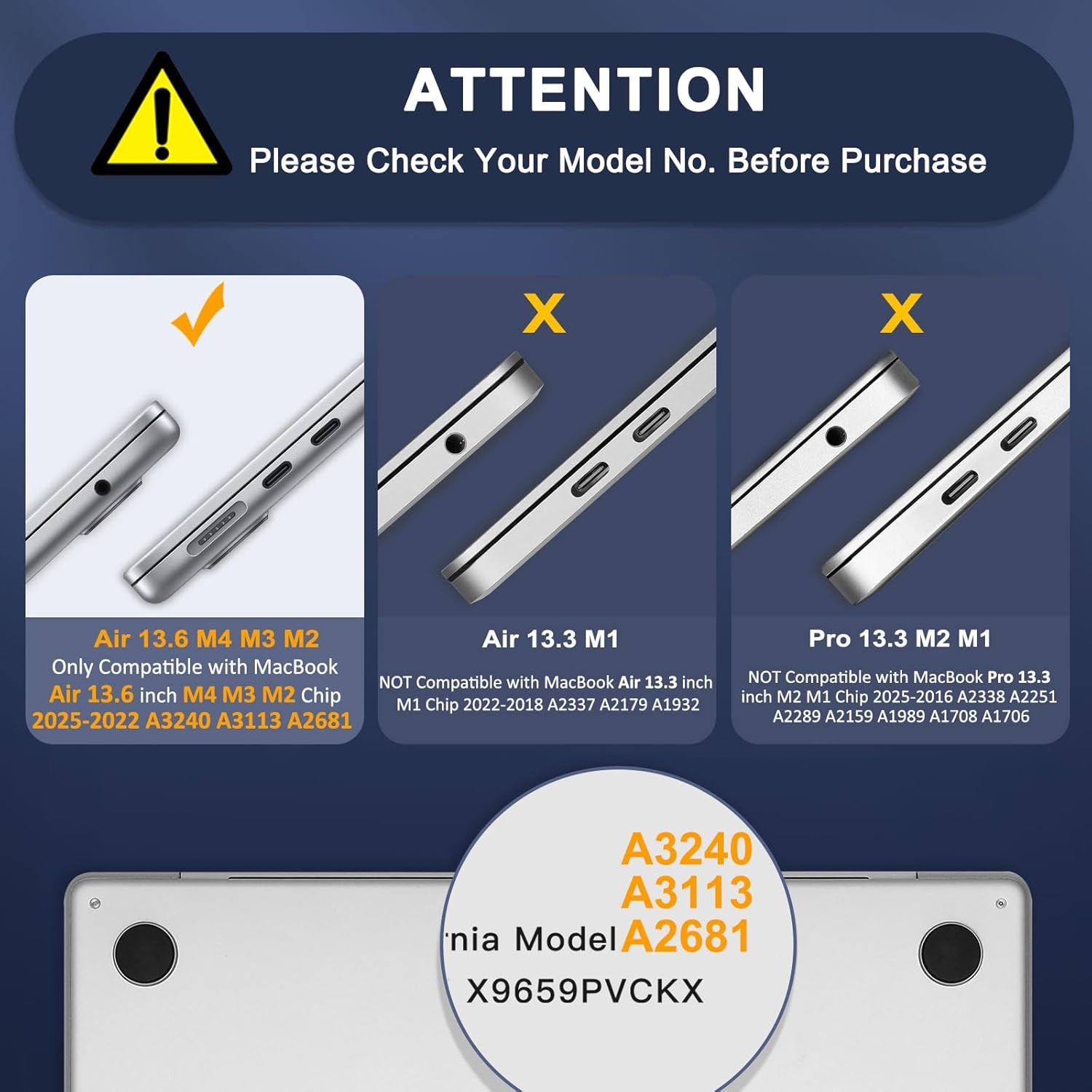Compatible with MacBook Air 13 inch Case 2026-2022 M4 A3240 M3 A3113 M2 A2681