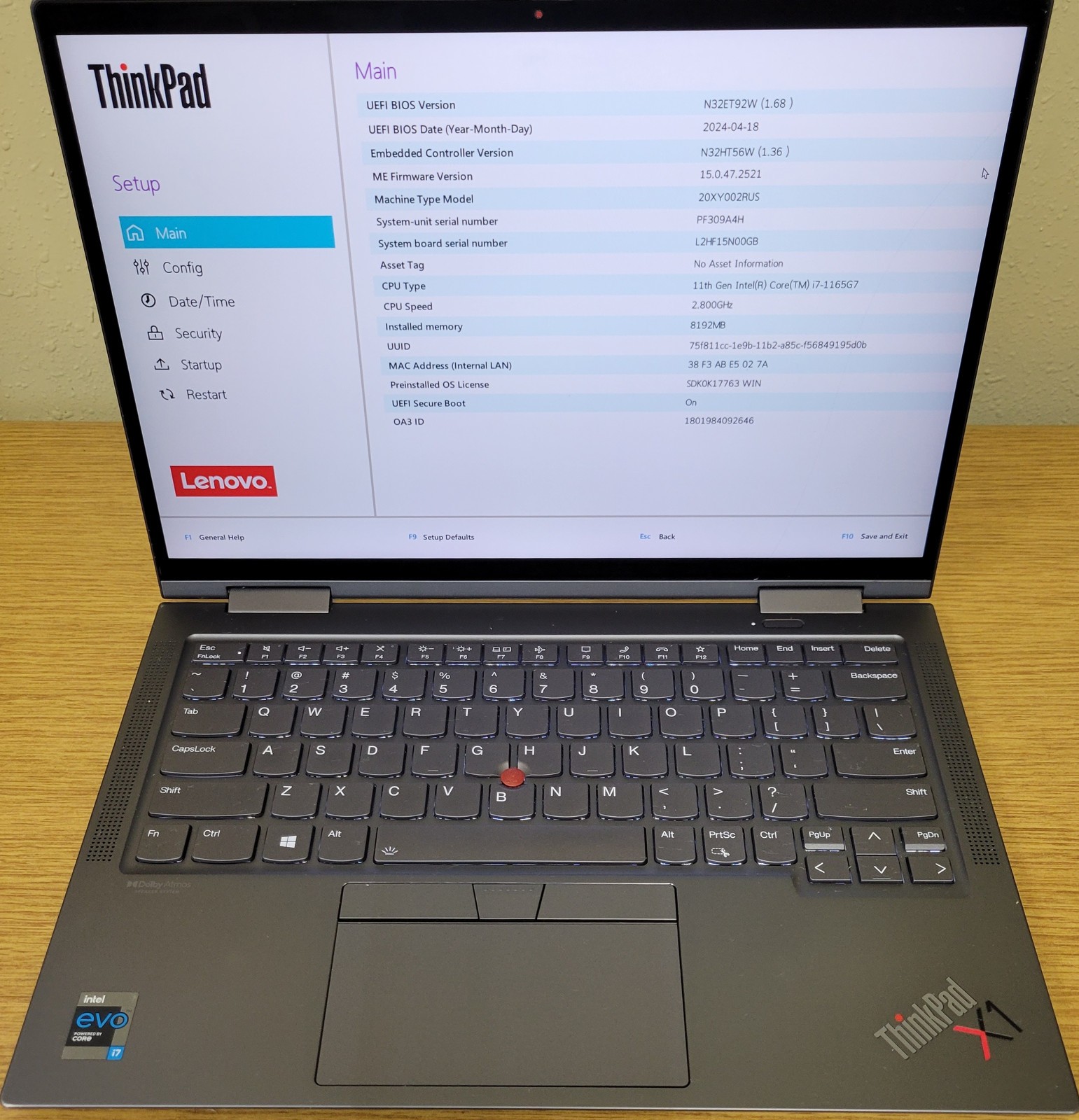 Lenovo ThinkPad 360 X1 Yoga Gen 6 i7-1165G7 2.80GHz 8GB 128GB SSD Iris Xe No OS