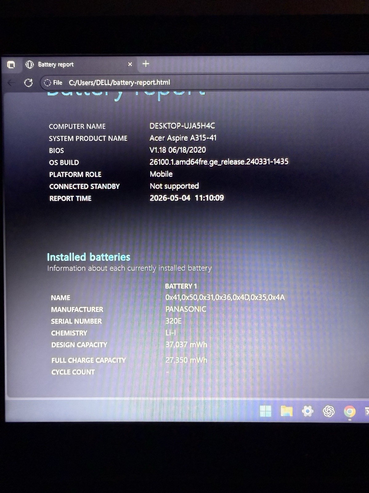 Acer Aspire A315-41 Laptop Ryzen 3 2200U 8GB RAM (NO SSD OR HDD)!!!!